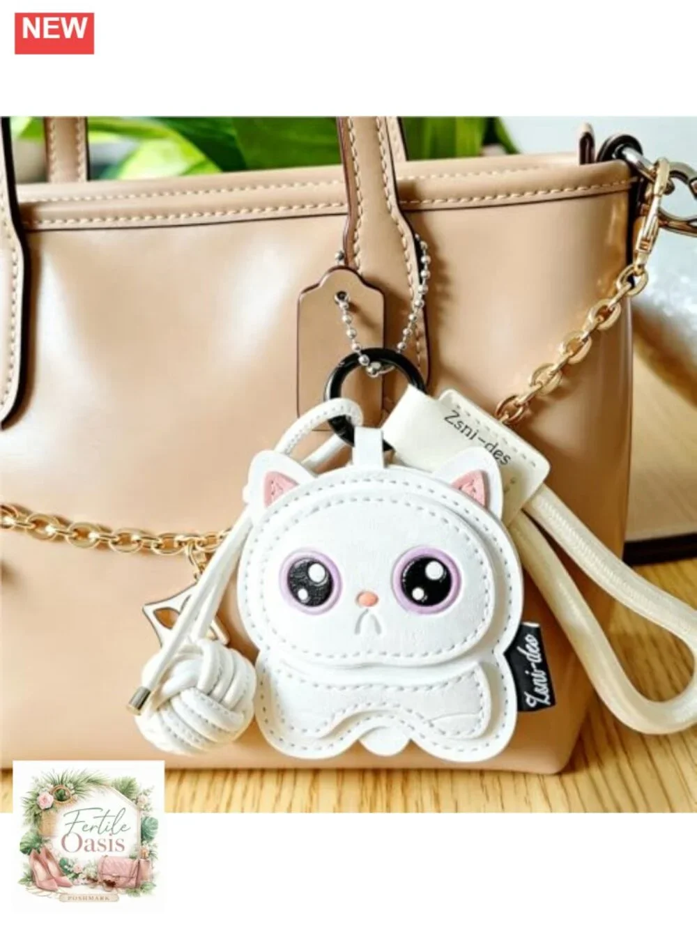 PU Leather Cat Bag Charms Keychain for Handbags Backpacks
